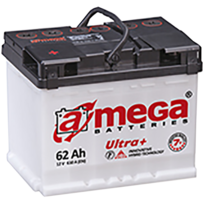 Автомобильный аккумулятор A-Mega ULTRA+ (3,5лет, 12В, 62А/ч, 610А)